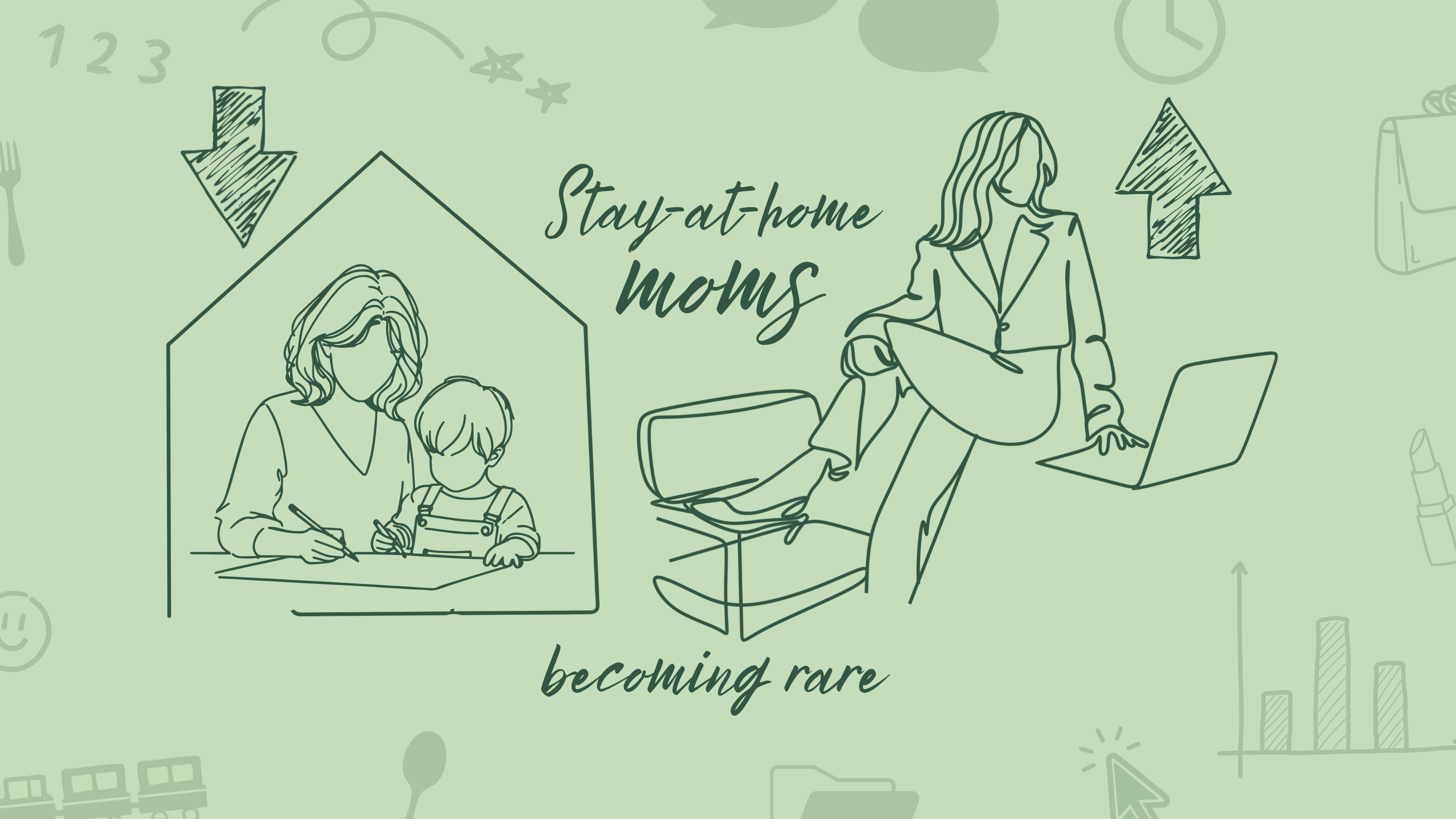 Illustrated stay-at-home mom and working mom